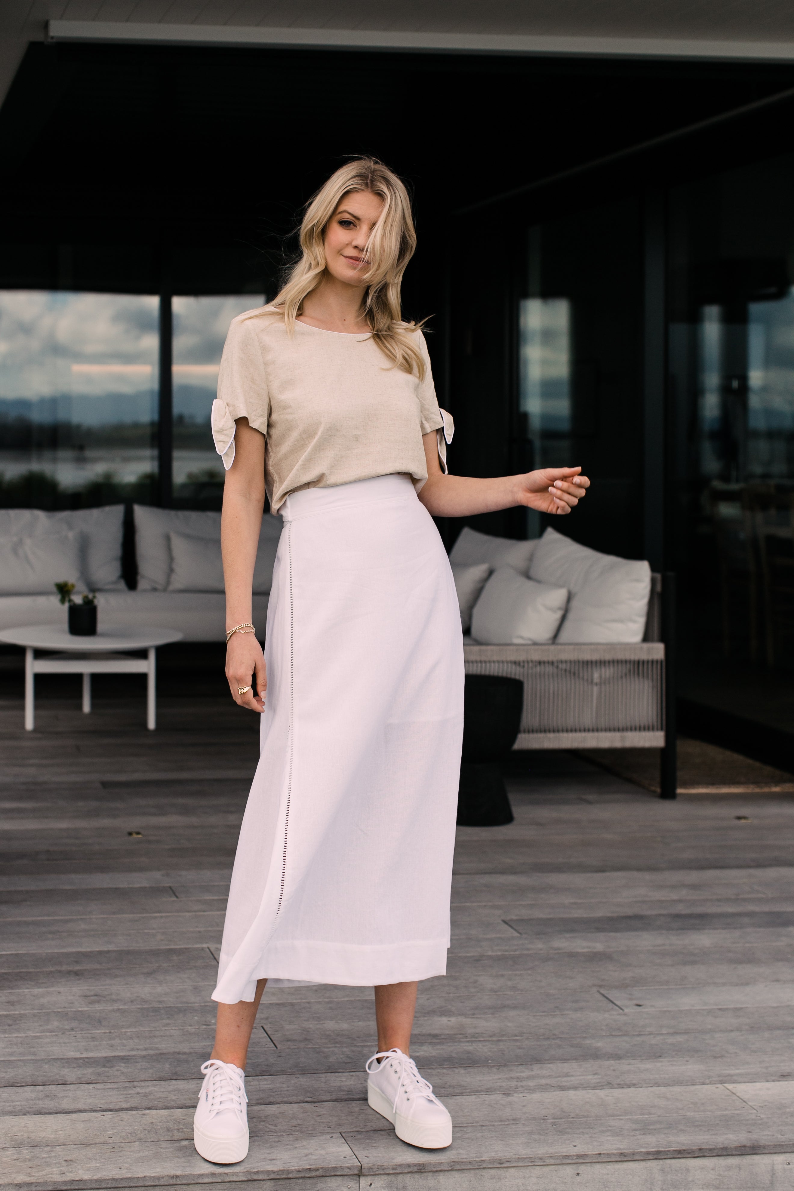 miqmif[ FRENCH LINEN normandie ] linen skirt - ロングスカート