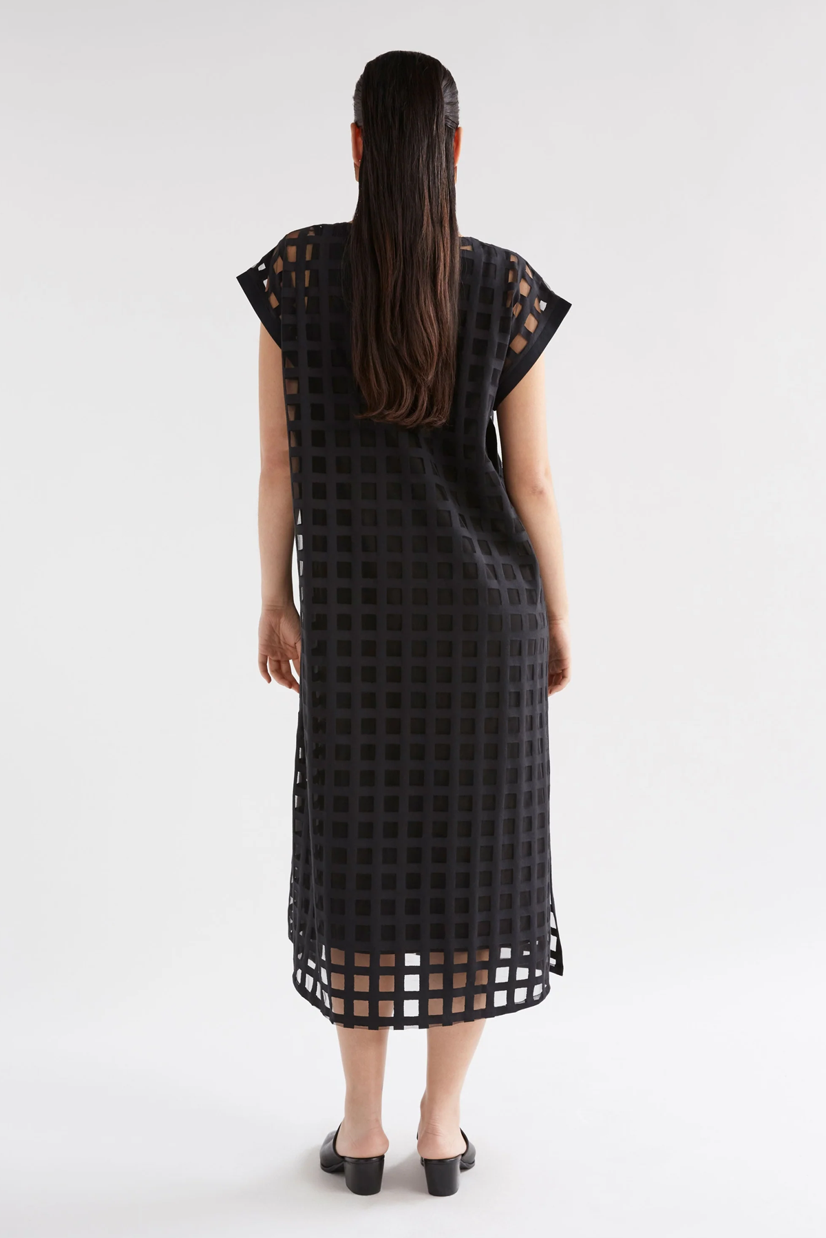 GRID BURNOUT MIDI DRESS