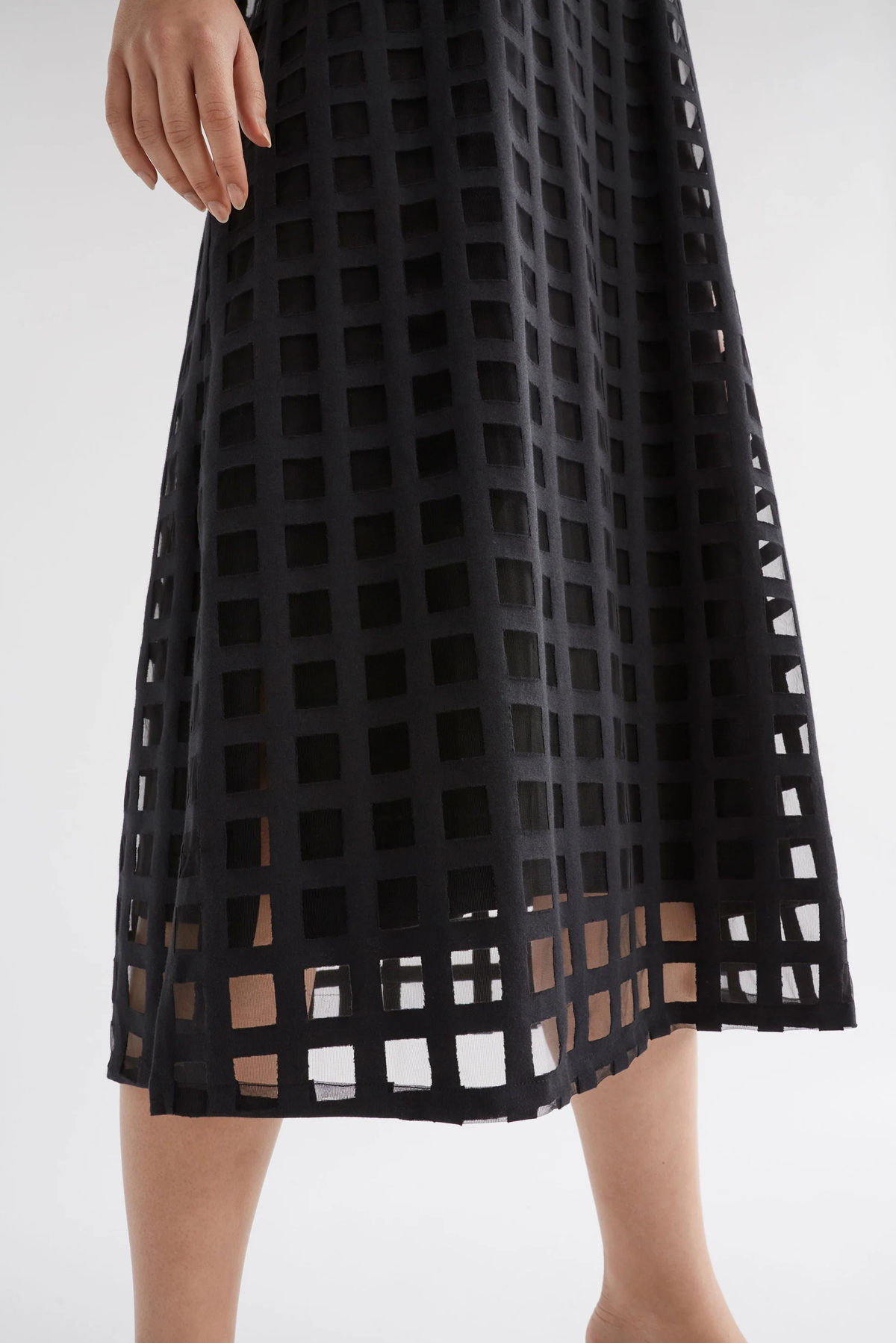 GRID BURNOUT MIDI DRESS